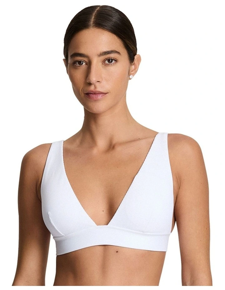 Ottoman Rib Wide Strap V Neck Padded Bikini Top image 1