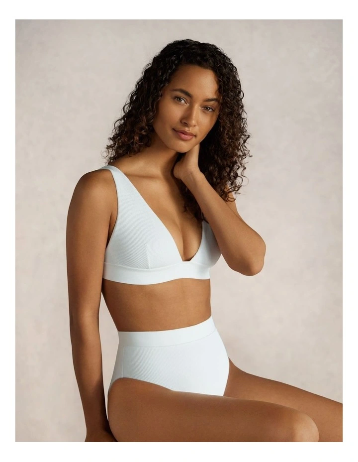Ottoman Rib Wide Strap V Neck Padded Bikini Top image 3