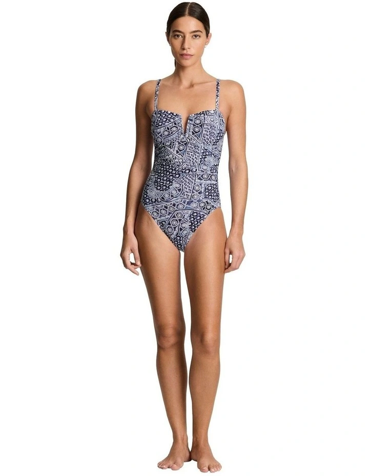 Watercolor Tiles Shaping V Wire Plunge Padded Swimsuit image 5