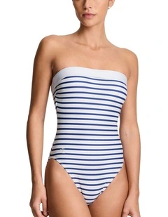 Seaside Stripe Bandeau Swimsuit With Removable Halter Straps