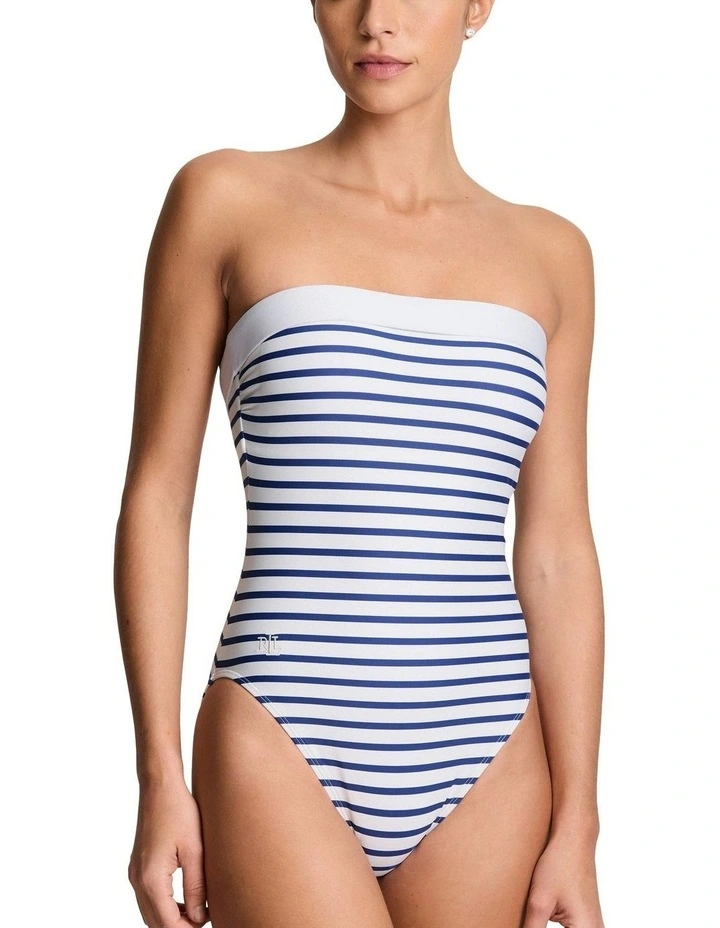 Seaside Stripe Bandeau Swimsuit With Removable Halter Straps image 1