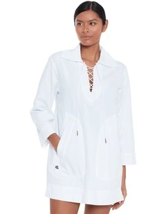 Cotton Tunic Style Mini Beach Dress Cover Up