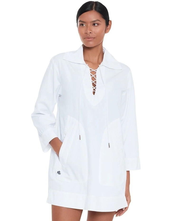 Cotton Tunic Style Mini Beach Dress Cover Up image 1