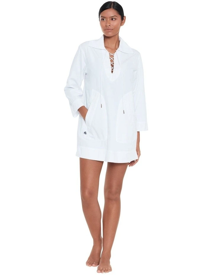 Cotton Tunic Style Mini Beach Dress Cover Up image 4