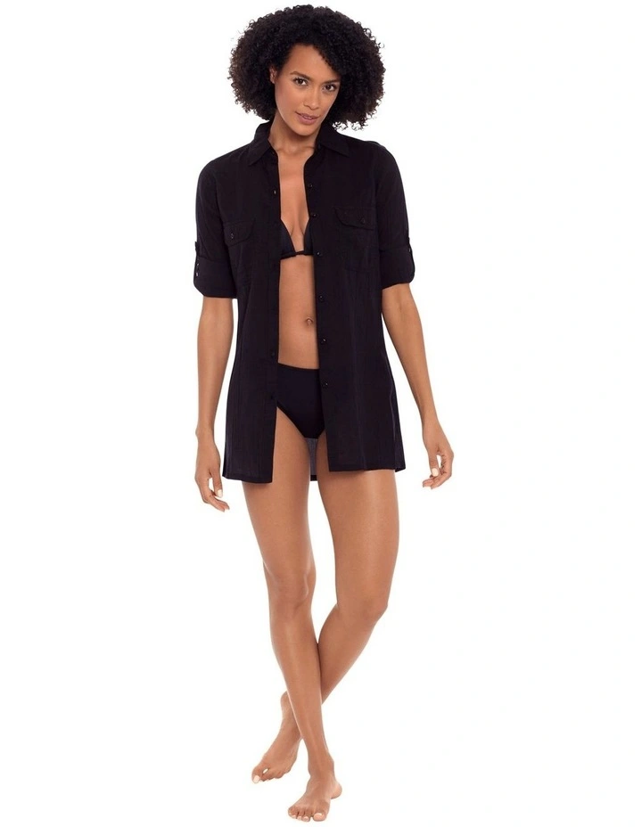 Crushed Cotton Camp Shirt Beach Cover Up image 3