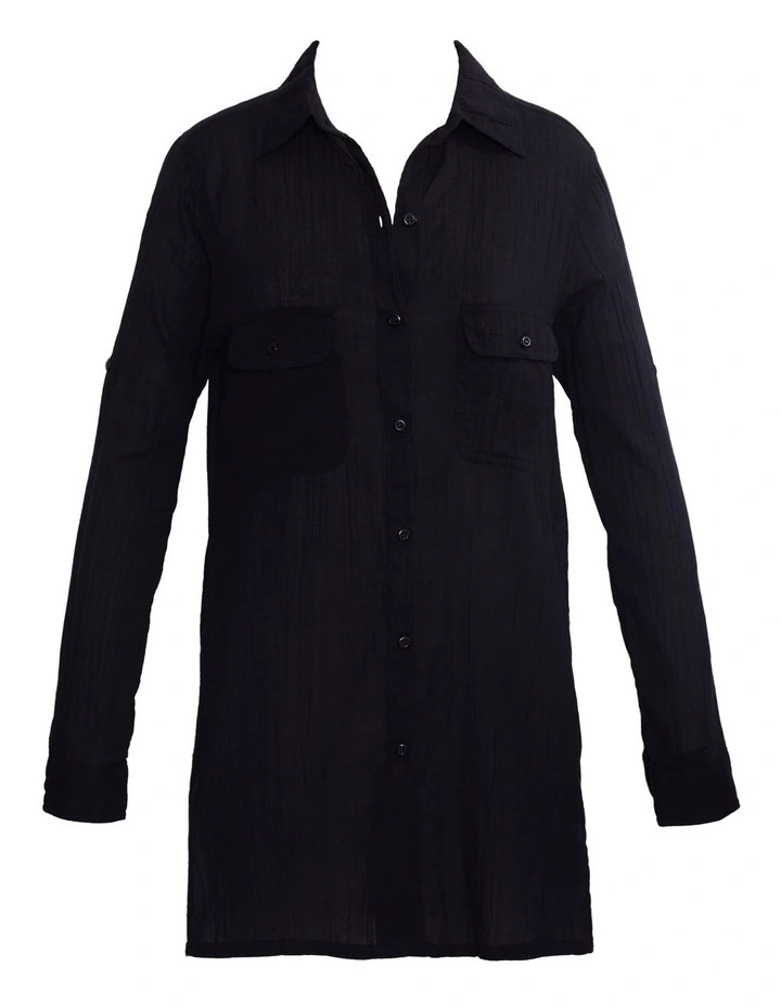 Crushed Cotton Camp Shirt Beach Cover Up image 7