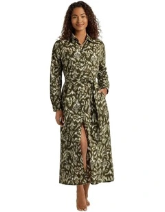 Artisan Warp Floral Cotton Midi Shirt Dress & Beach Cover-Up