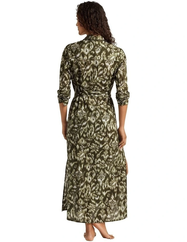 Artisan Warp Floral Cotton Midi Shirt Dress & Beach Cover-Up image 2