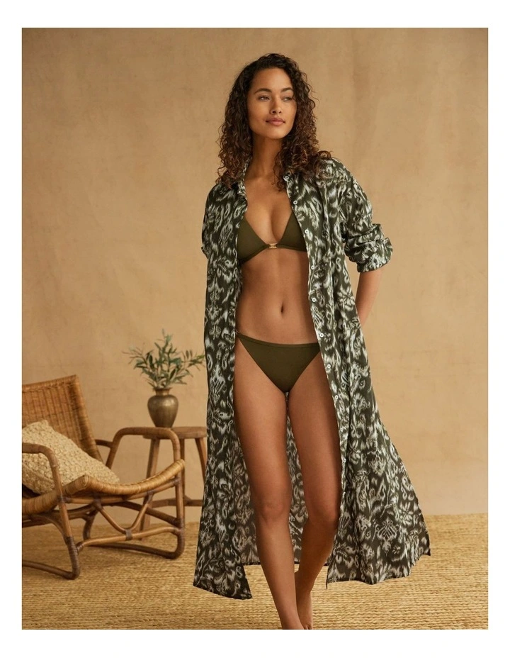 Artisan Warp Floral Cotton Midi Shirt Dress & Beach Cover-Up image 3