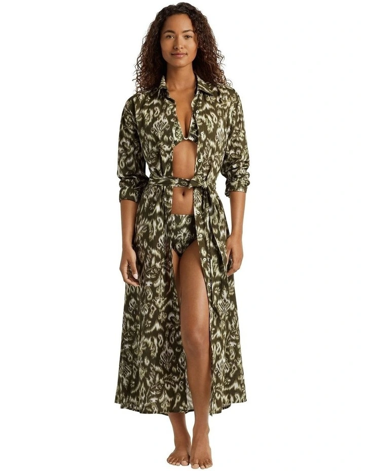 Artisan Warp Floral Cotton Midi Shirt Dress & Beach Cover-Up image 5
