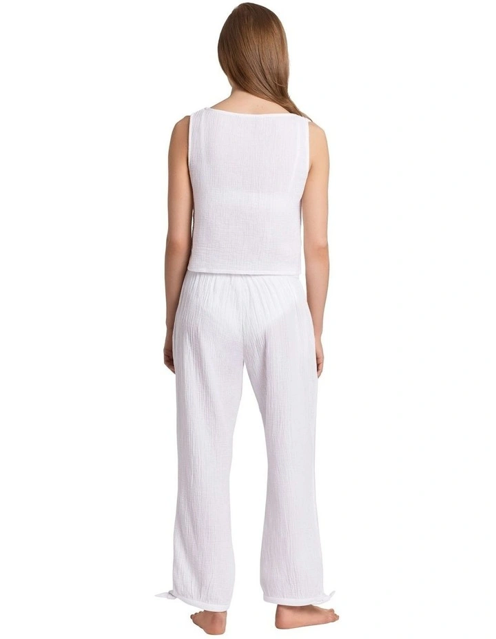 Cotton Gauze Sleeveless Top & Pants Beachwear Set image 2