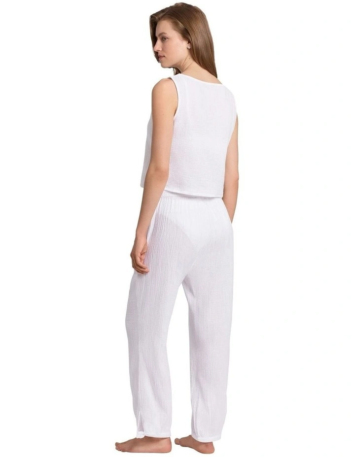 Cotton Gauze Sleeveless Top & Pants Beachwear Set image 3