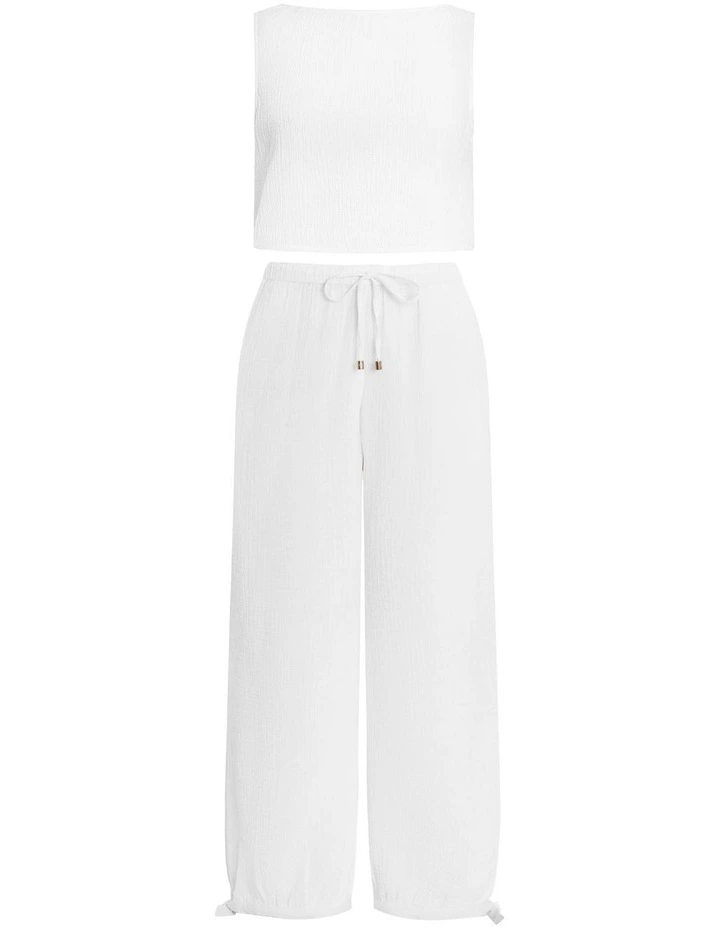 Cotton Gauze Sleeveless Top & Pants Beachwear Set image 5