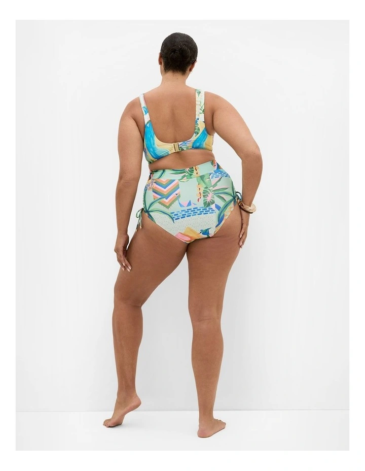 Plus Size Positano Print Hi Waist Bikini Brief in mint image 2