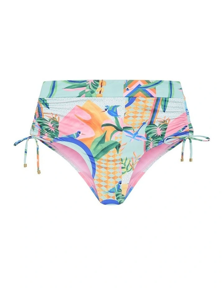Plus Size Positano Print Hi Waist Bikini Brief in mint image 3