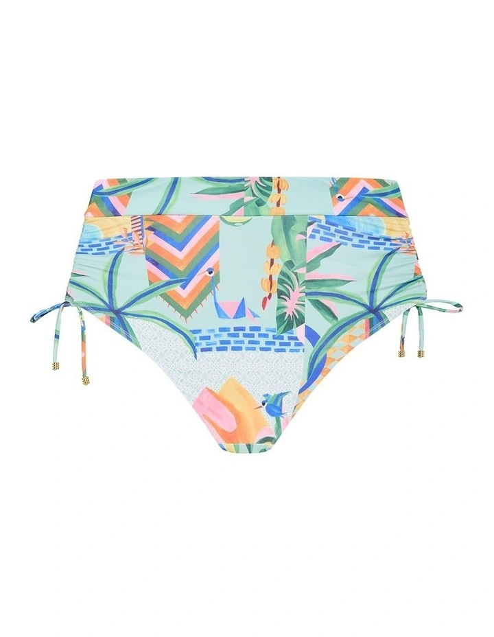 Plus Size Positano Print Hi Waist Bikini Brief in mint image 4