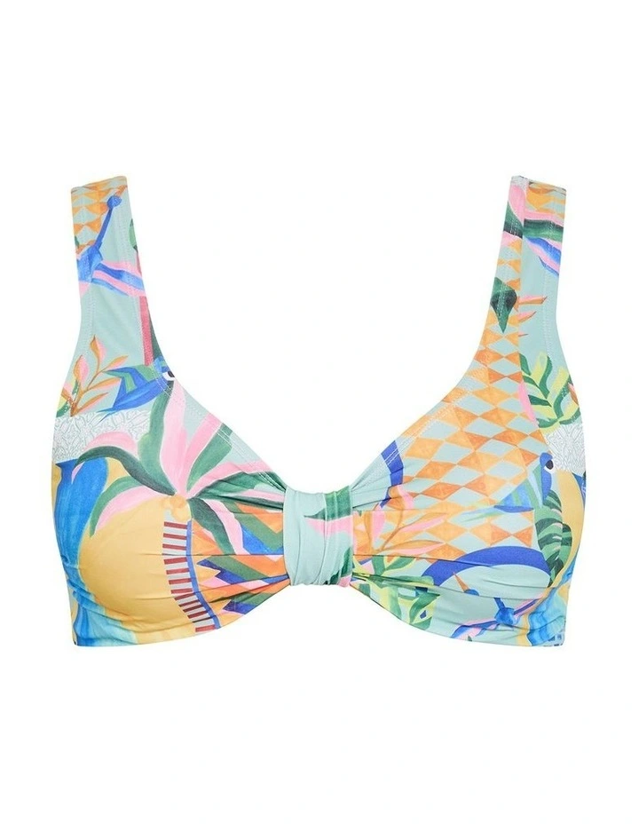 Plus Size Positano Print Underwire Bikini Top  in mint image 3