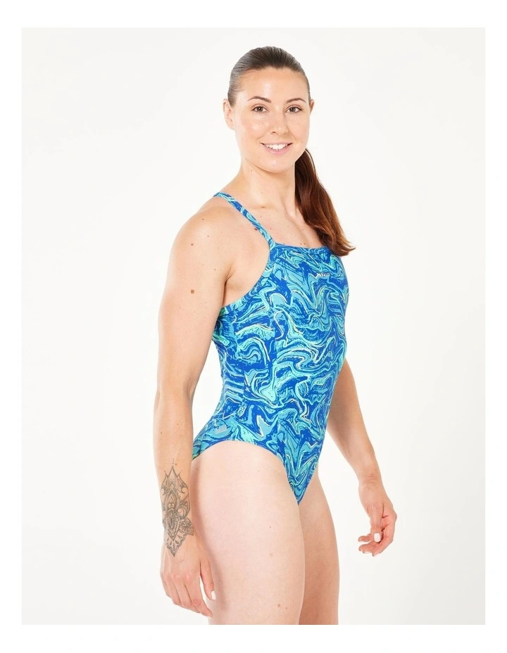 Decathlon - Womens Swimming 1-piece Swimsuit, Kamily Vai Turquoise image 2