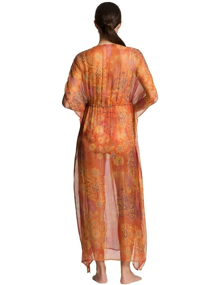 Medallion Shimmer Sheer Caftan Swim Cover Up image 2