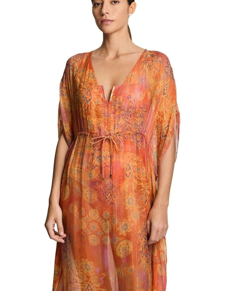 Medallion Shimmer Sheer Caftan Swim Cover Up image 4