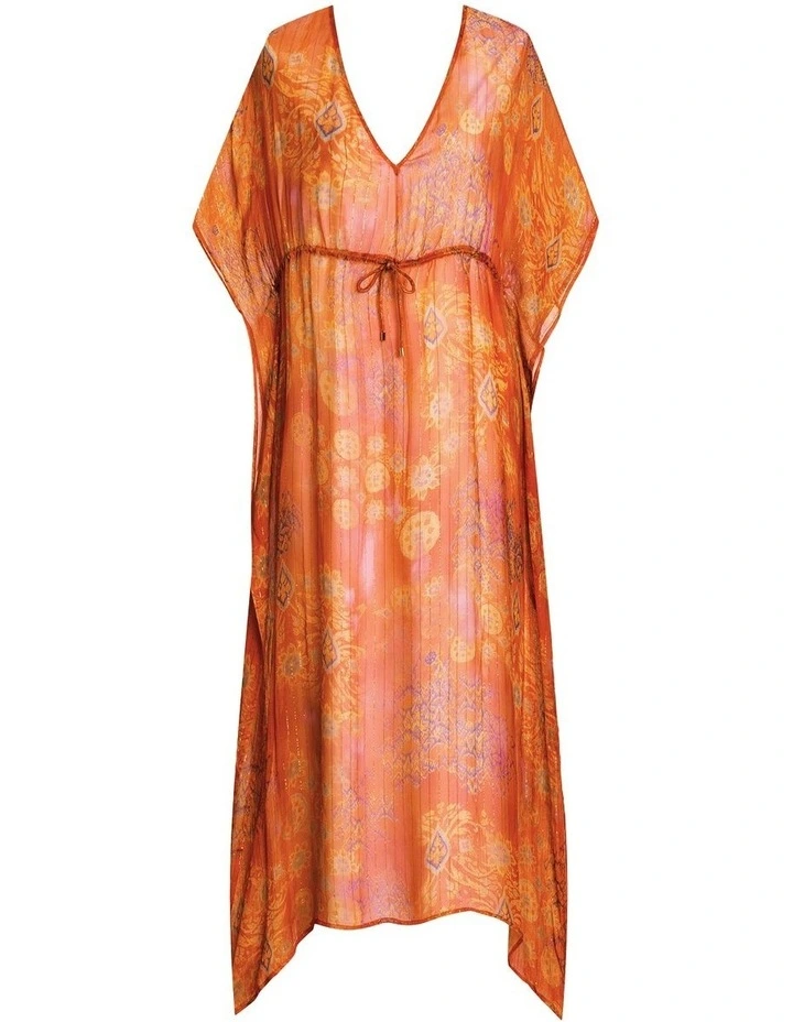Medallion Shimmer Sheer Caftan Swim Cover Up image 5