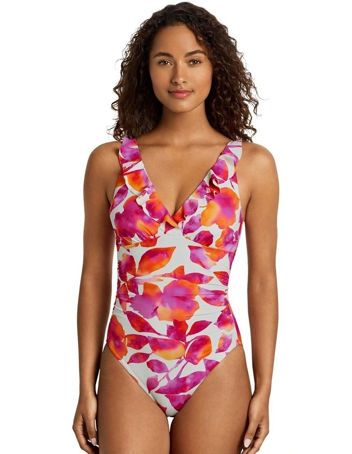 Bougainvillea Floral Ruffle-Trim Padded Underwired One-Piece Swimsuit image 1