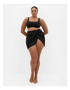 Plus Size Azores Swim Sarong Skirt in black