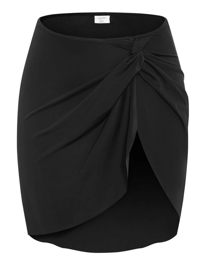 Plus Size Azores Swim Sarong Skirt  in black image 3
