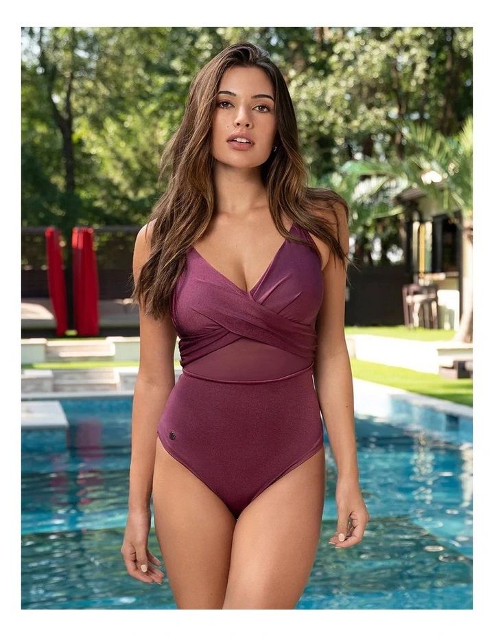 Recycled Nylon Shaping One-Piece Swimsuit with Mesh image 3