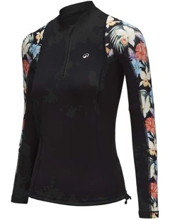 Decathlon - Womens long sleeve UV-protection t-shirt 500 TROPIC BLACK