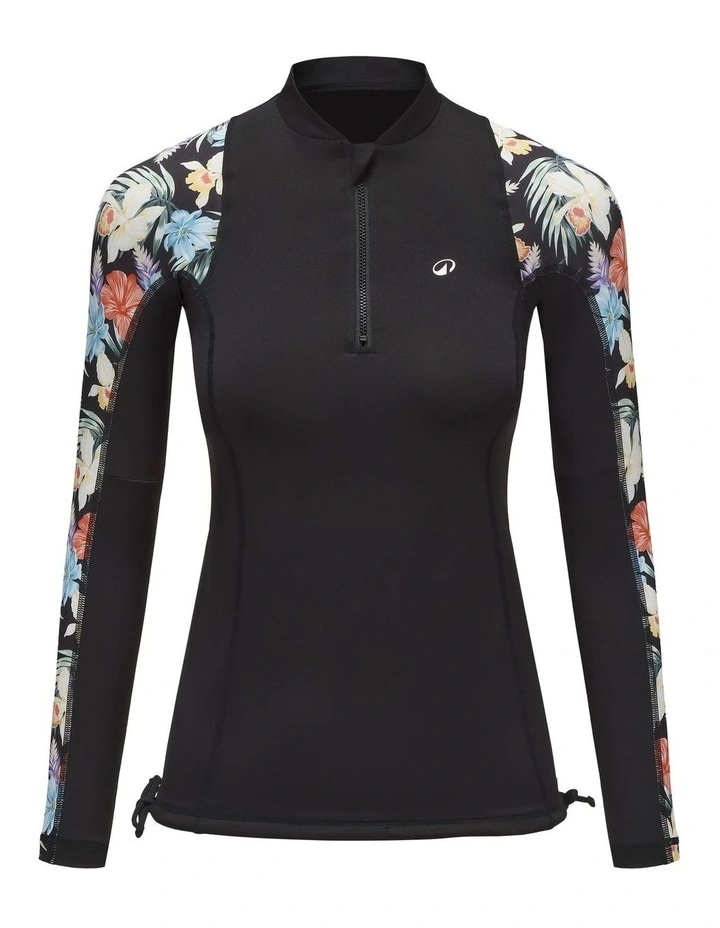 Decathlon - Womens long sleeve UV-protection t-shirt 500 TROPIC BLACK image 2