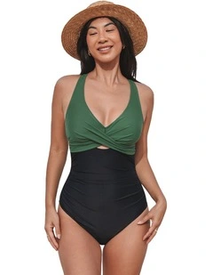 Colourblock Twist Front One Piece Swimsuit