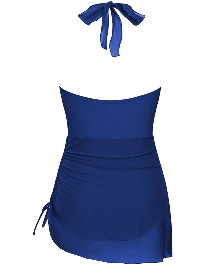 Halter Ruched Skirted One Piece Swimsuit image 5
