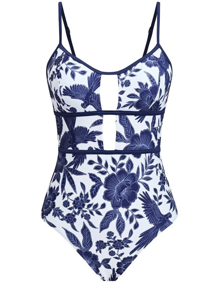 Floral Cut-Out Tie Back One Piece Swimsuit image 4
