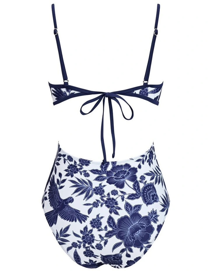 Floral Cut-Out Tie Back One Piece Swimsuit image 5