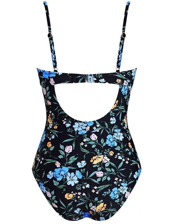 Floral Ruched Tie Front One Piece Swimsuit image 5