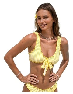 Ruffle Trim Tie Front Bikini Top