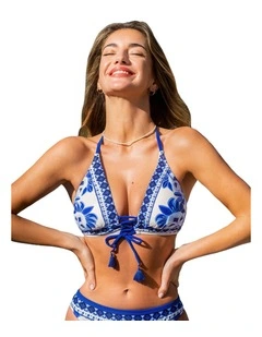 Lace-Up Triangle Bikini Top