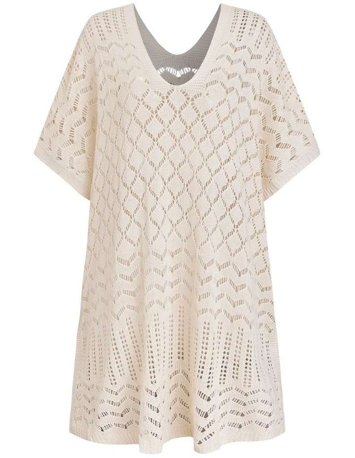 Open Knit V-Neck Beach Cover Up Top image 4