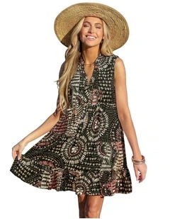 V-Neck Ruffle Hem Beach Cover Up Dress