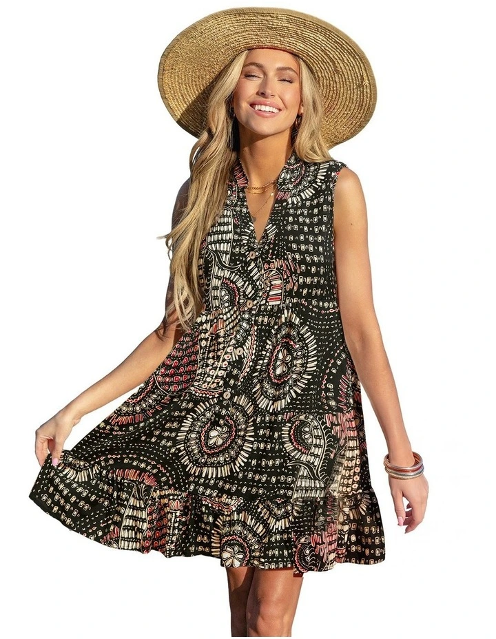 V-Neck Ruffle Hem Beach Cover Up Dress image 1