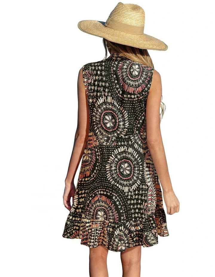 V-Neck Ruffle Hem Beach Cover Up Dress image 2
