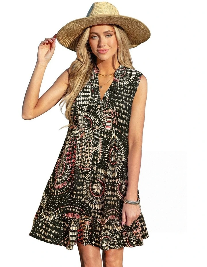 V-Neck Ruffle Hem Beach Cover Up Dress image 3