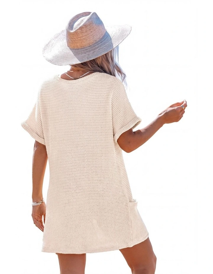 Textured V-Neck Beach Cover Up Tunic image 2