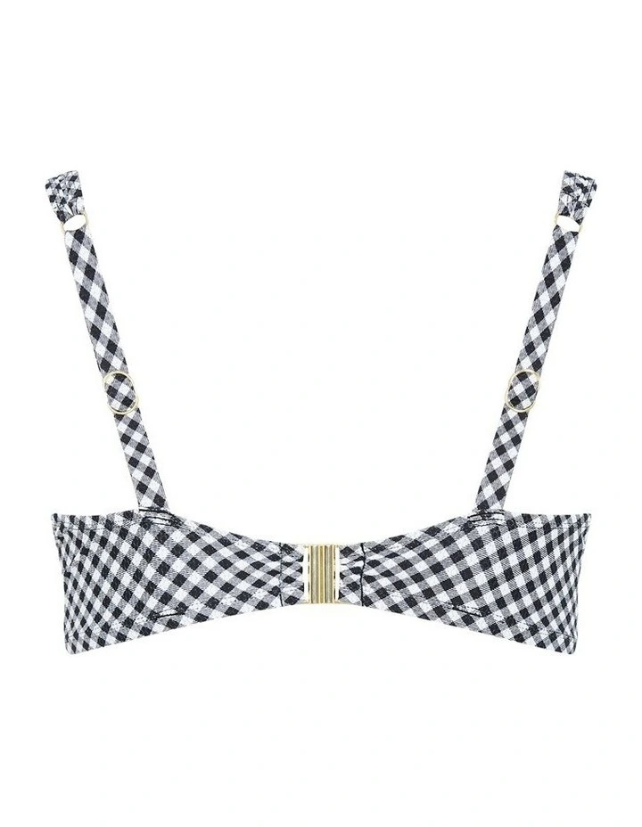 Plus Size Capri Gingham Print Underwire Bikini Top in Black image 4