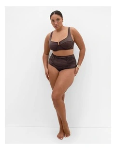 Plus Size Capri Hi Waist Bikini Brief in Chocolate