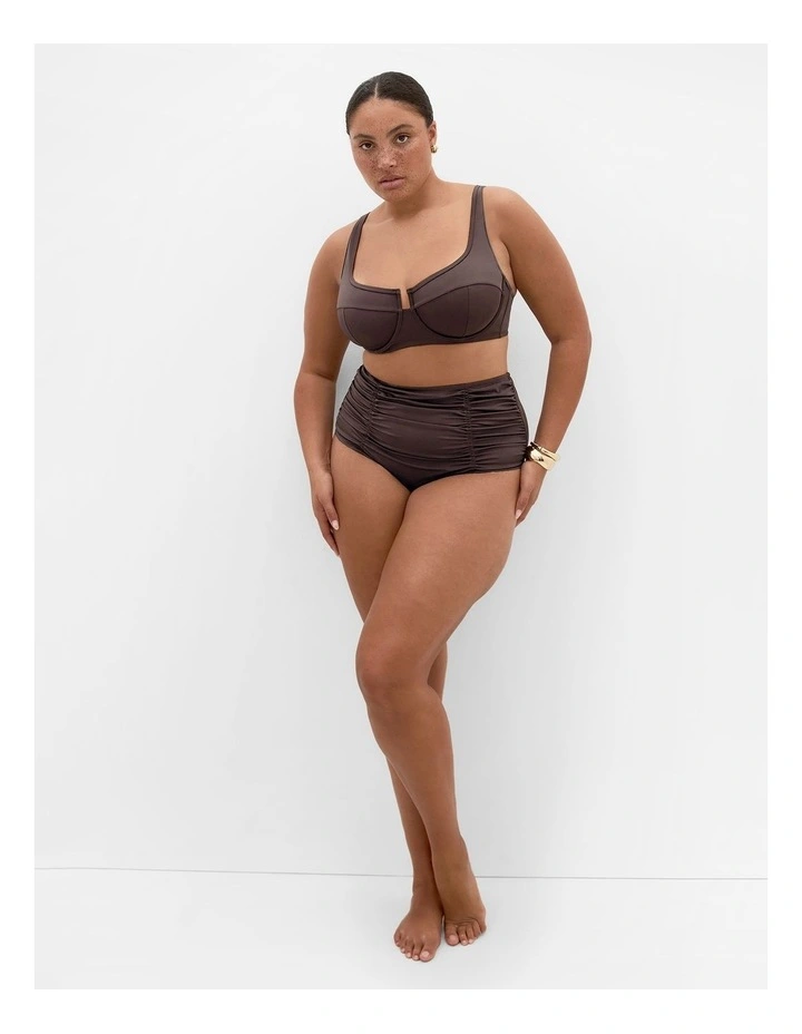 Plus Size Capri Hi Waist Bikini Brief in Chocolate image 1