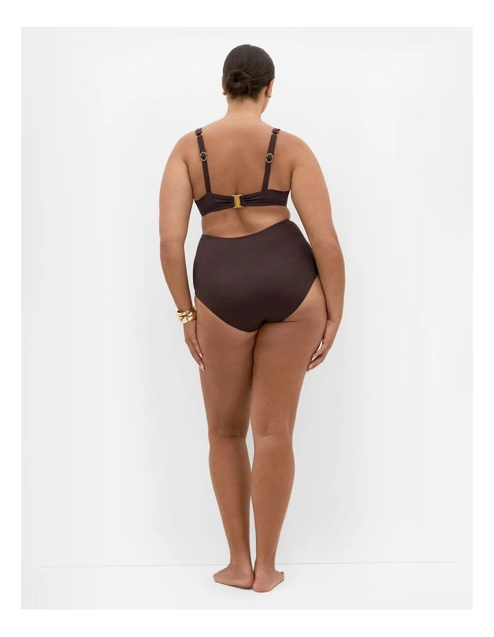 Plus Size Capri Hi Waist Bikini Brief in Chocolate image 2