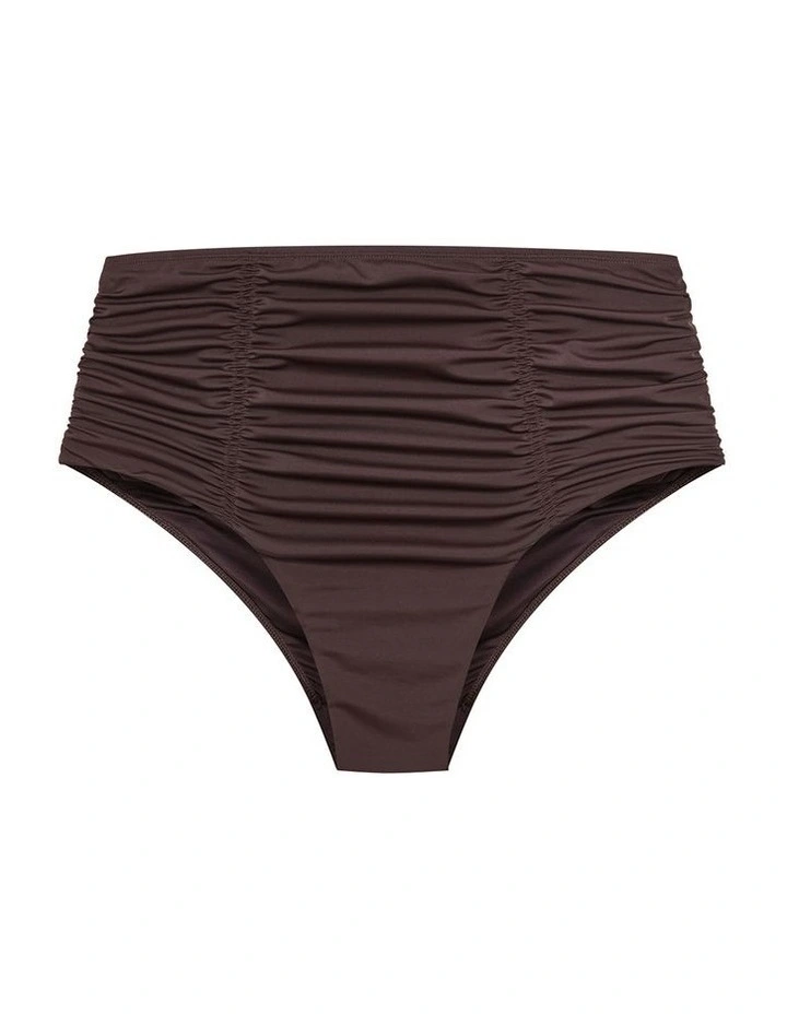 Plus Size Capri Hi Waist Bikini Brief in Chocolate image 3