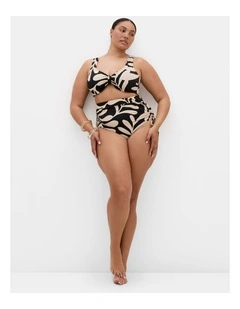 Plus Size Taranto Print Underwire Bikini Top in black taranto print